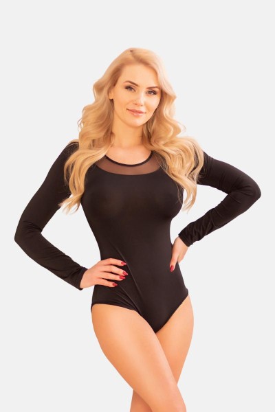 Boho Body schwarz mit langen Ärmeln