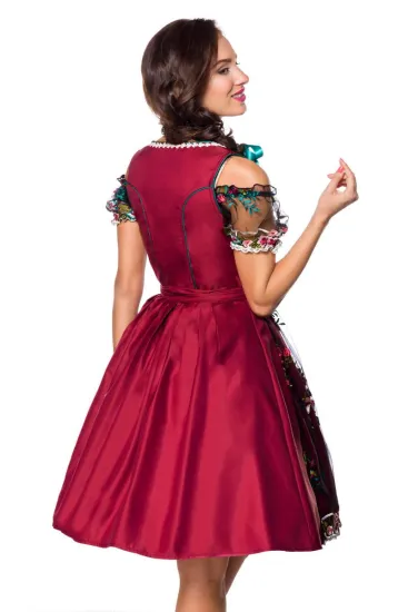 Dirndl mit Spitzenbluse in rot/schwarz