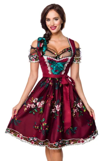 Dirndl mit Spitzenbluse in rot/schwarz