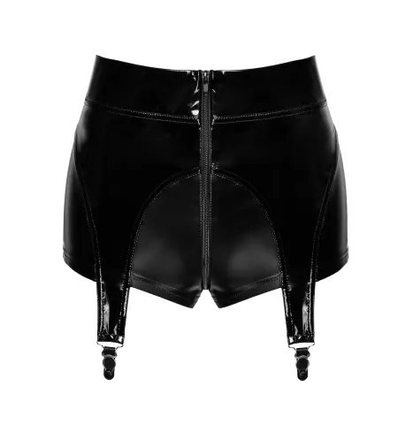 Wetlook Shorts mit PVC Strumpfhaltern